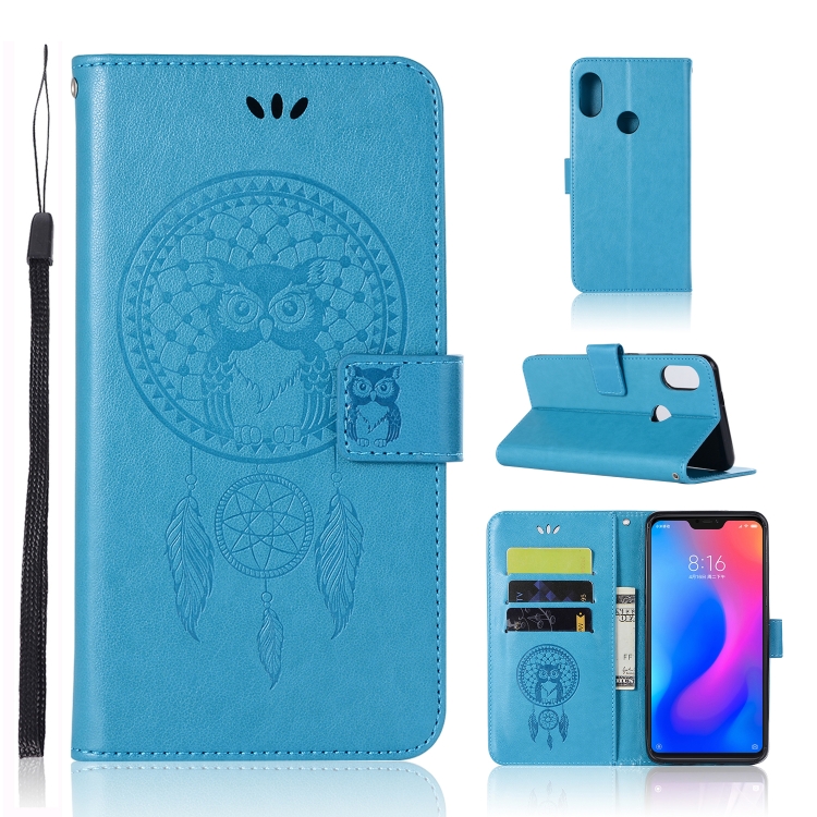 

Wind Chime Owl Embossing Pattern Horizontal Flip Leather Case with Holder & Card Slots & Wallet For Xiaomi Redmi 6 Pro(Blue)