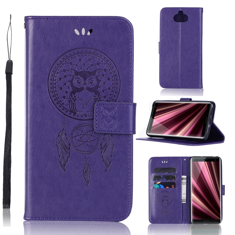 

Wind Chime Owl Embossing Pattern Horizontal Flip Leather Case with Holder & Card Slots & Wallet For Sony Xperia 10 Plus(Purple)