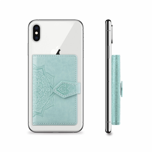 

Mobile Phone Universal With Embossed Mandala Card Bag & Wallet & Holder & Photo Frame(Mint Green)
