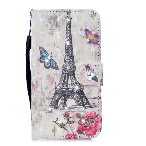 

3D Diamond Encrusted Painting Pattern Coloured Drawing Horizontal Flip PU Leather Case with Holder & Card Slots & Wallet For Galaxy A40(Eiffel Tower)