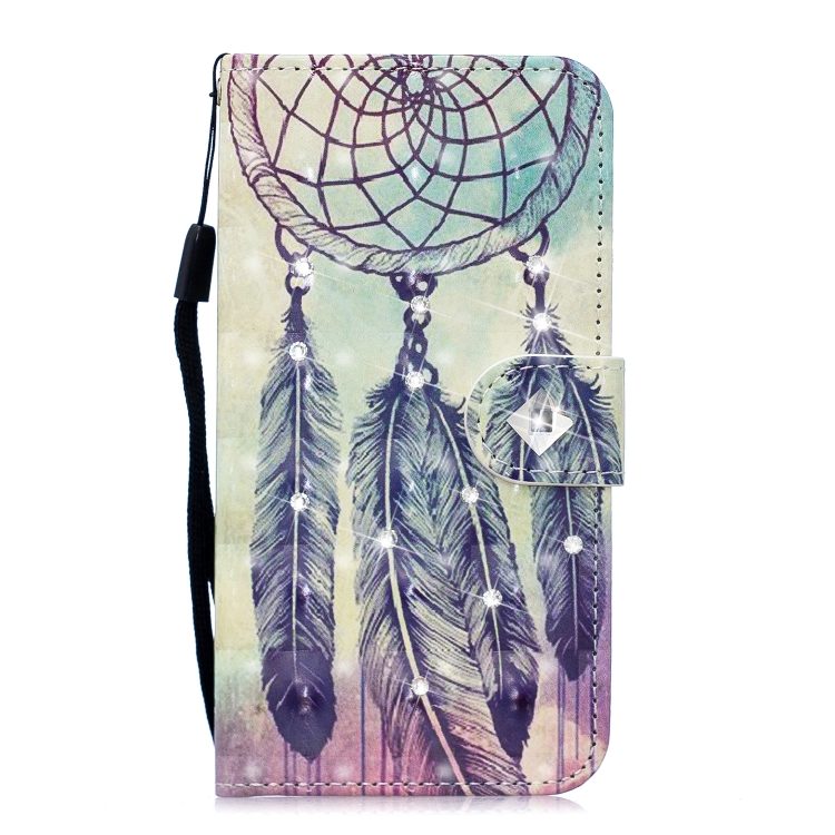 

3D Diamond Encrusted Painting Pattern Coloured Drawing Horizontal Flip PU Leather Case with Holder & Card Slots & Wallet For Galaxy Note10+ / Note10 Pro(Feather Wind Chime)