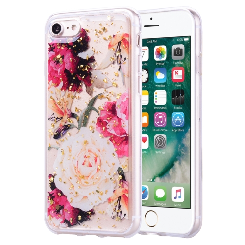 

Gold Foil Style Dropping Glue TPU Soft Protective Case for iPhone 7(Flower)