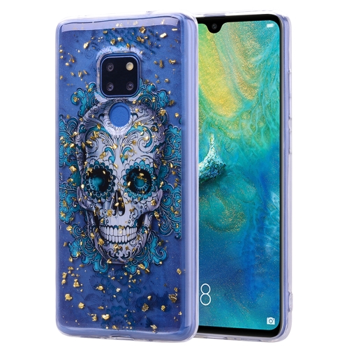 

Cartoon Pattern Gold Foil Style Dropping Glue TPU Soft Protective Case for Huawei Mate 20(Skull)