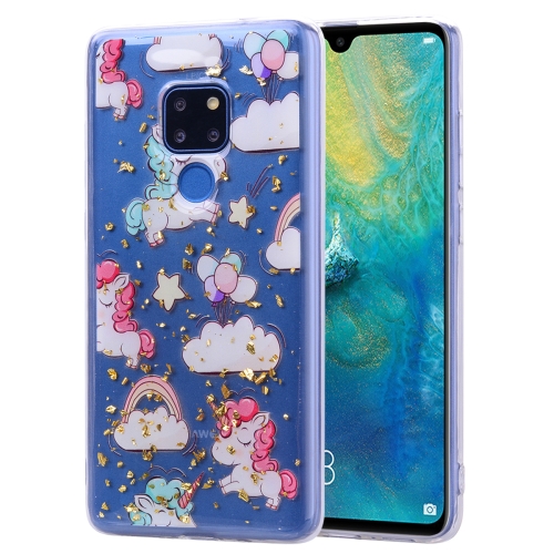 

Cartoon Pattern Gold Foil Style Dropping Glue TPU Soft Protective Case for Huawei Mate 20(Pony)