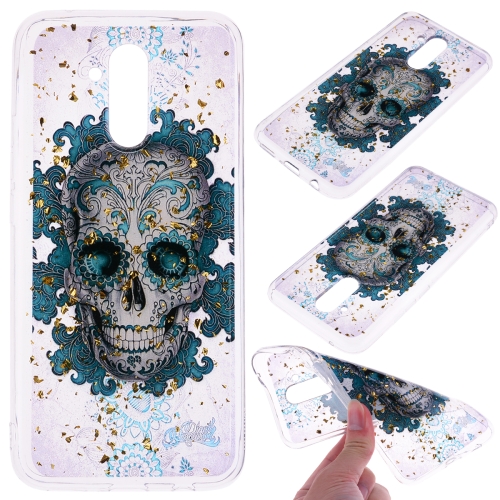 

Cartoon Pattern Gold Foil Style Dropping Glue TPU Soft Protective Case for Huawei Mate20 Lite(Skull)