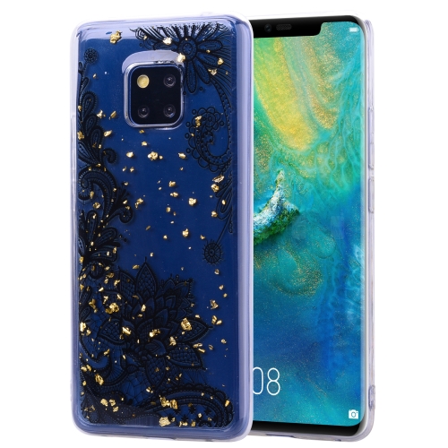 

Cartoon Pattern Gold Foil Style Dropping Glue TPU Soft Protective Case for Huawei Mate20 Pro(Black Lace)