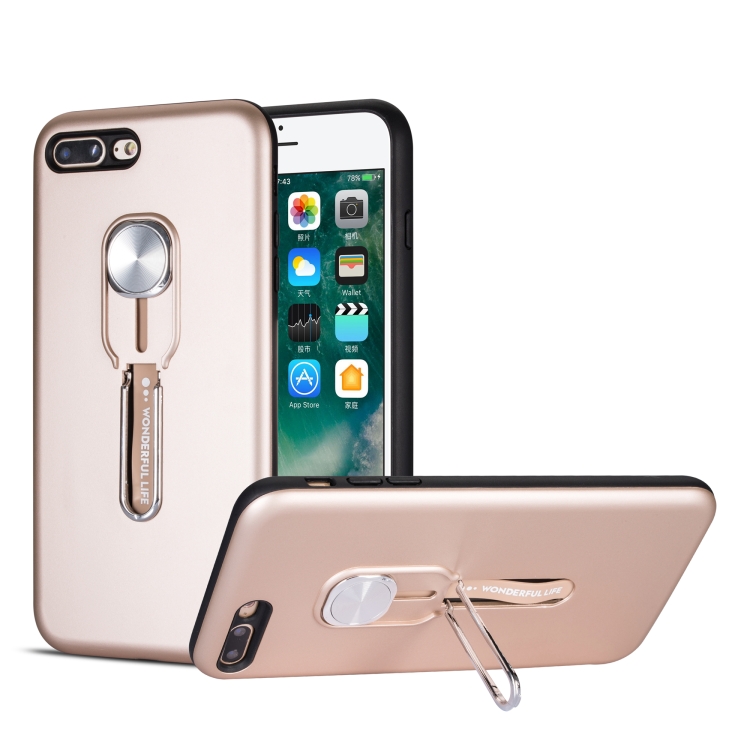 

Shockproof TPU + PC Protective Case with Holder For iPhone 8 Plus & 7 Plus(Rose Red)