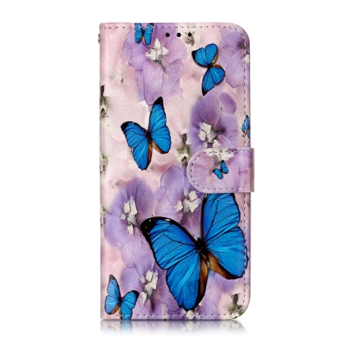 

Oil Embossed Coloured Drawing Pattern Horizontal Flip PU Leather Case with Holder & Card Slots & Wallet & Photo Frame For Galaxy A20e(Purple Flower Butterfly)