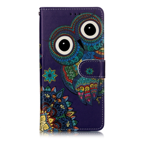 

Oil Embossed Coloured Drawing Pattern Horizontal Flip PU Leather Case with Holder & Card Slots & Wallet & Photo Frame For LG G8 ThinQ(Blue Owl)