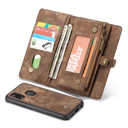

CaseMe-008 Detachable Multifunctional Horizontal Flip Leather Case with Card Slot & Holder & Zipper Wallet & Photo Frame for Galaxy A20e(Brown)