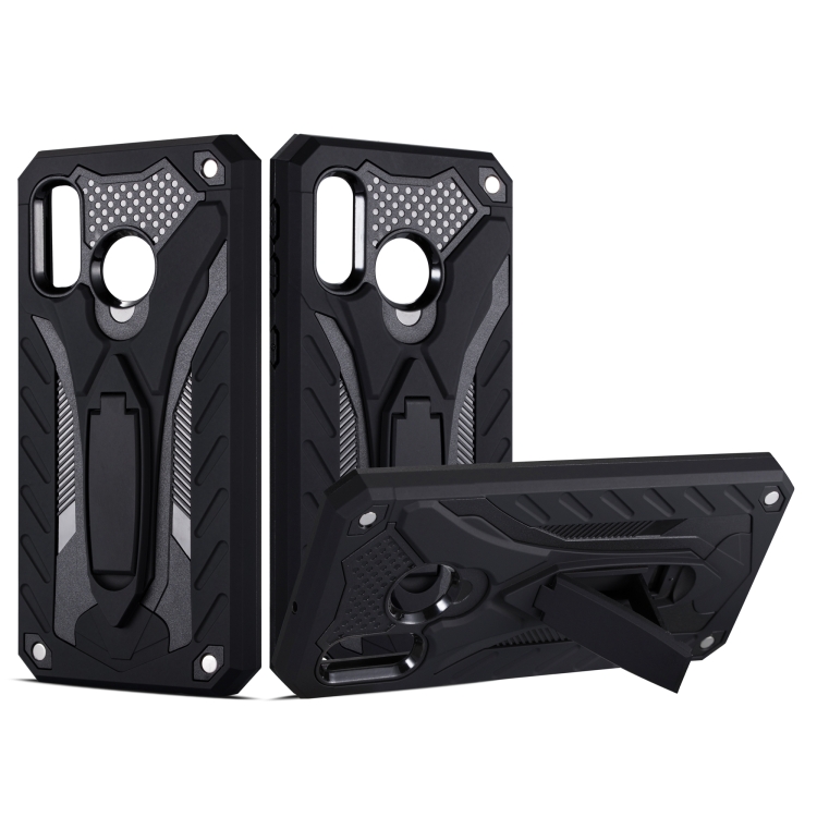 

Shockproof TPU + PC Protective Case with Holder For Galaxy A40(Black)