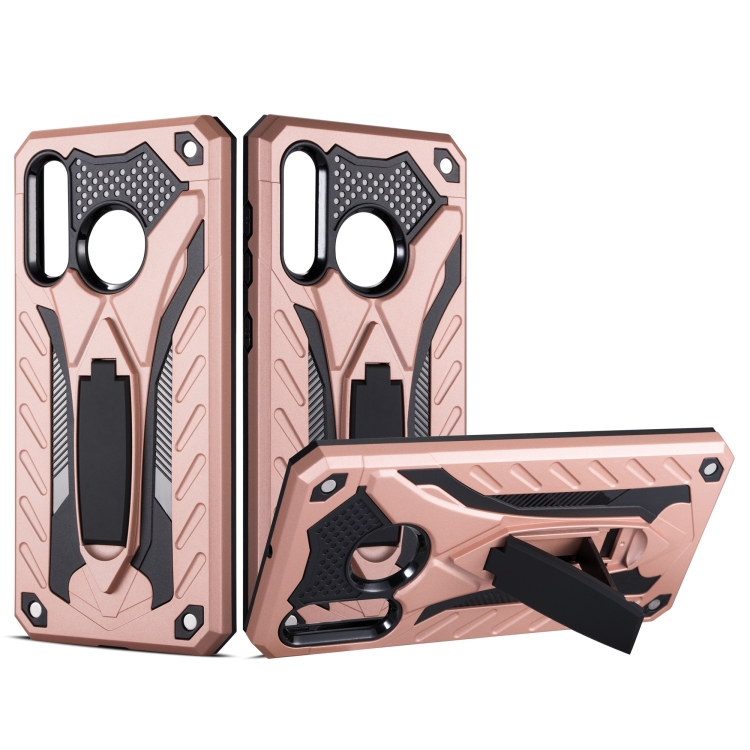 

Shockproof TPU + PC Protective Case with Holder For Galaxy A60(Rose Gold)