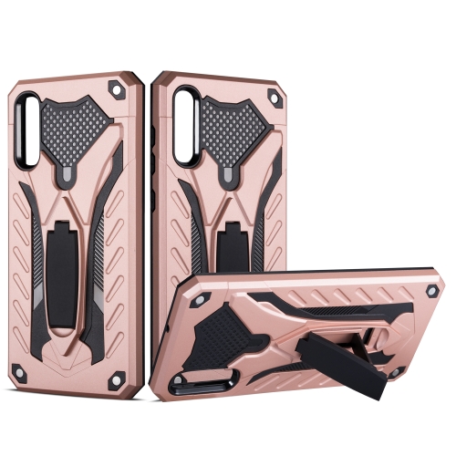 

Shockproof TPU + PC Protective Case with Holder For Galaxy A70(Rose Gold)