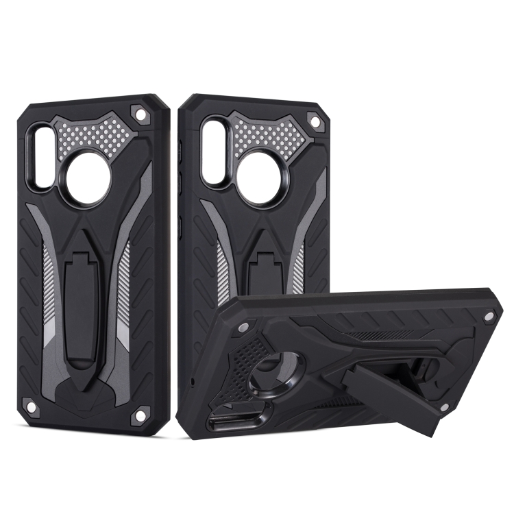 

Shockproof TPU + PC Protective Case with Holder For Galaxy A20e(Black)