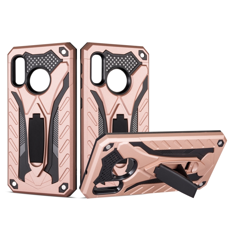 

Shockproof TPU + PC Protective Case with Holder For Galaxy A20e(Rose Gold)