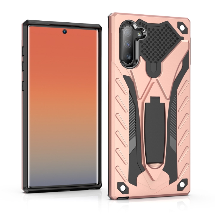 

Shockproof TPU + PC Protective Case with Holder For Galaxy Note 10(Rose Gold)