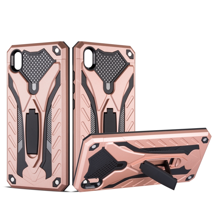 

Shockproof TPU + PC Protective Case with Holder For Vivo Y91(Rose Gold)