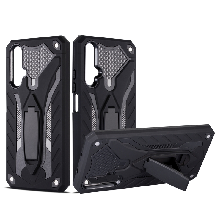 

Shockproof TPU + PC Protective Case with Holder For Huawei Honor 20(Black)