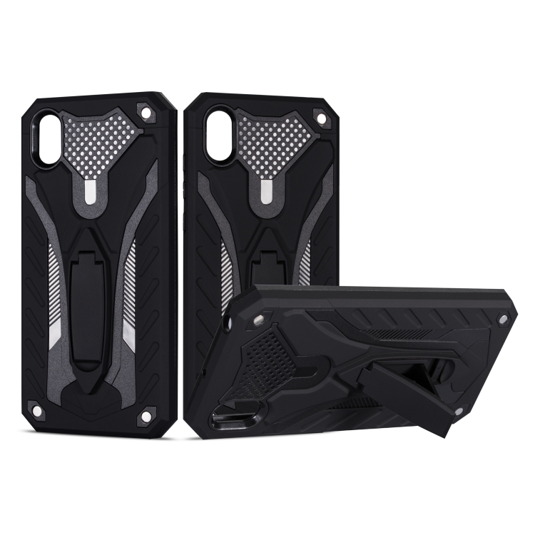 

Shockproof TPU + PC Protective Case with Holder For Huawei Y5 (2019)(Black)