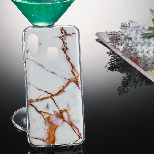 

Coloured Drawing Pattern IMD Workmanship Soft TPU Protective Case For Galaxy A20e(White Gold Marble)