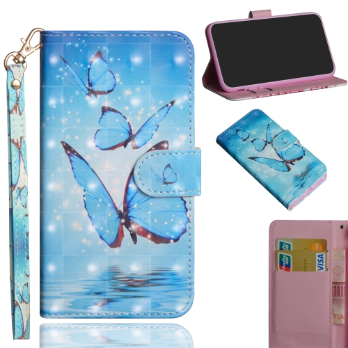 

3D Painting Pattern Coloured Drawing Horizontal Flip TPU + PU Leather Case with Holder & Card Slots & Wallet for Xiaomi Redmi 7A(Three Butterfly)