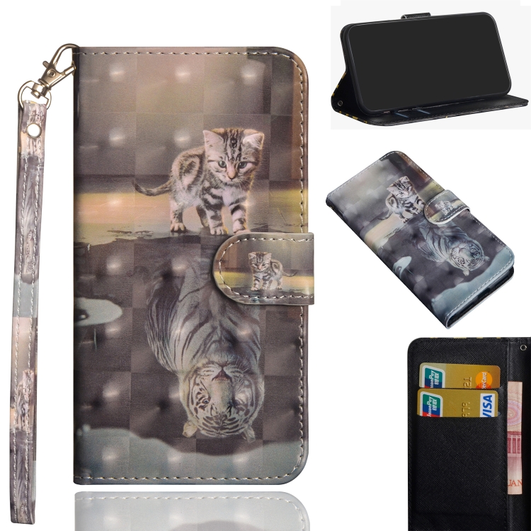 

3D Painting Pattern Coloured Drawing Horizontal Flip TPU + PU Leather Case with Holder & Card Slots & Wallet for Huawei Honor 20 Lite(Cat Tiger)