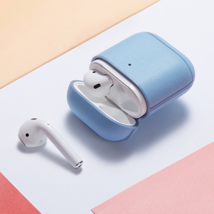 

Genuine Leather Earphone Protective Case for Apple AirPods 1 / 2(Sky Blue)