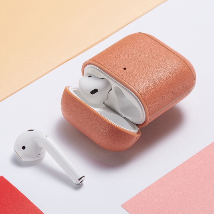 

Genuine Leather Earphone Protective Case for Apple AirPods 1 / 2(Pink)