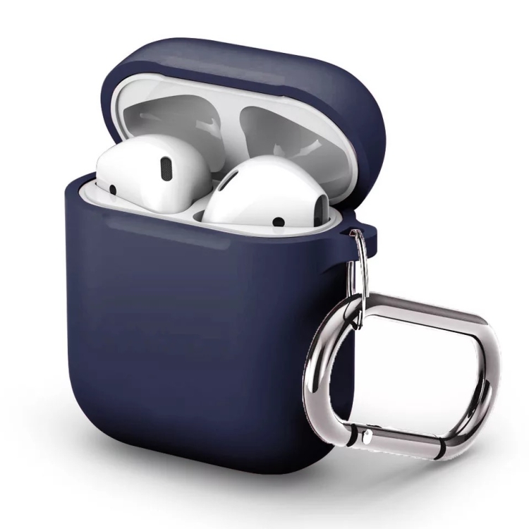 

Split Thick Silicone Earphone Protective Case for Apple AirPods, with Hook(Blue)