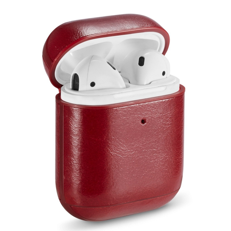 

Genuine Leather Crazy Horse Texture Earphone Protective Case for Apple AirPods(Red)