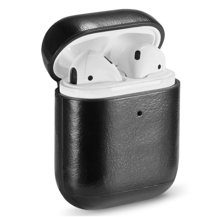 

Genuine Leather Crazy Horse Texture Earphone Protective Case for Apple AirPods(Black)