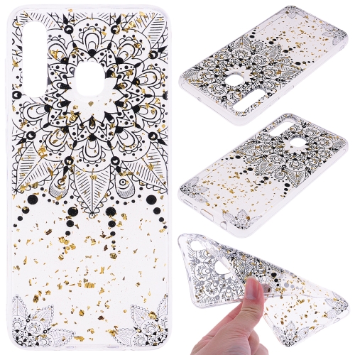 

Cartoon Pattern Gold Foil Style Dropping Glue TPU Soft Protective Case for Galaxy A20e(Datura)