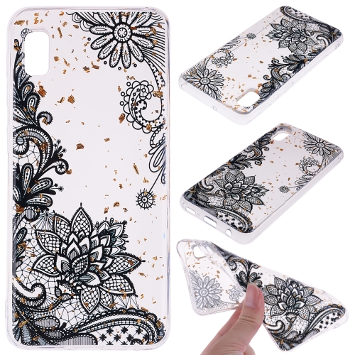

Cartoon Pattern Gold Foil Style Dropping Glue TPU Soft Protective Case for Galaxy A10e(Black Lace)