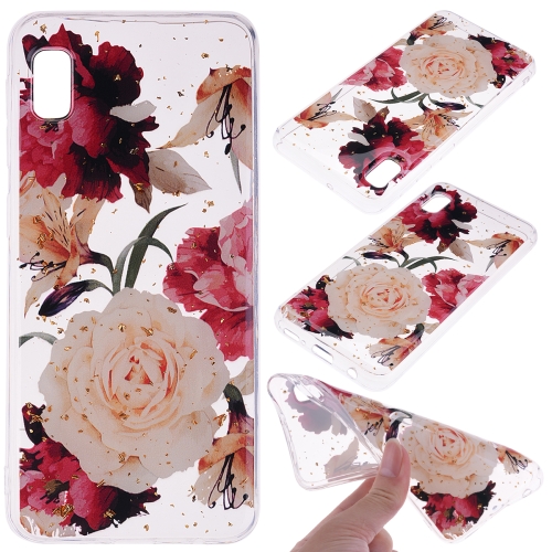 

Cartoon Pattern Gold Foil Style Dropping Glue TPU Soft Protective Case for Galaxy A10e(Flower)