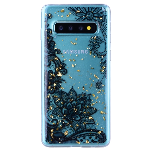 

Cartoon Pattern Gold Foil Style Dropping Glue TPU Soft Protective Case for Galaxy Note 8(Black Lace)