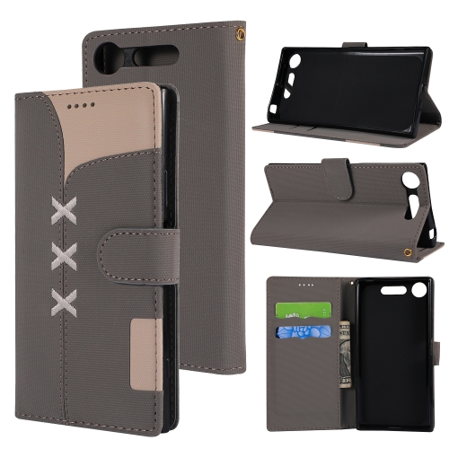 

Fabric Stitching Embroidery Horizontal Flip Leather Case With Holder & Card Slots & Wallet for Sony Xperia Z1(Grey)