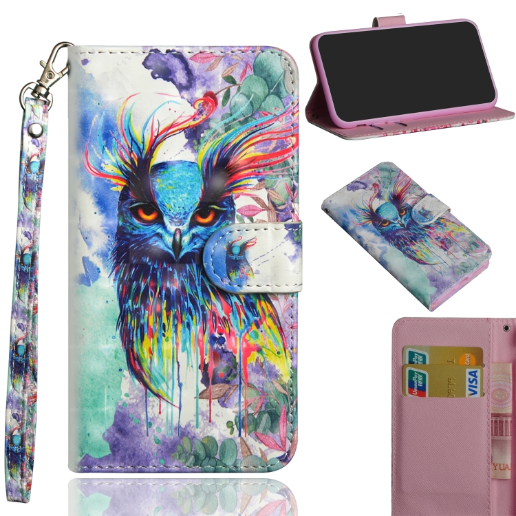 

3D Painting Pattern Horizontal Flip TPU + PU Leather Case with Holder & Card Slots & Wallet For iPhone XS Max(Watercolor Owl)