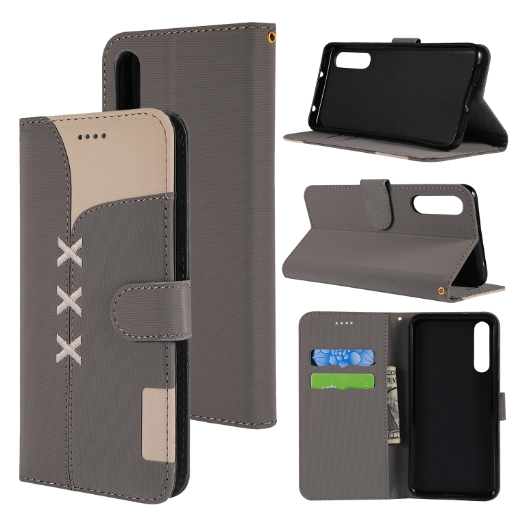 

Fabric Stitching Embroidery Horizontal Flip Leather Case With Holder & Card Slots & Wallet for Huawei P20 Pro(Grey)
