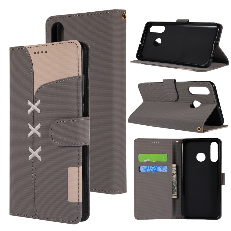 

Fabric Stitching Embroidery Horizontal Flip Leather Case With Holder & Card Slots & Wallet for Huawei P30 Lite(Grey)