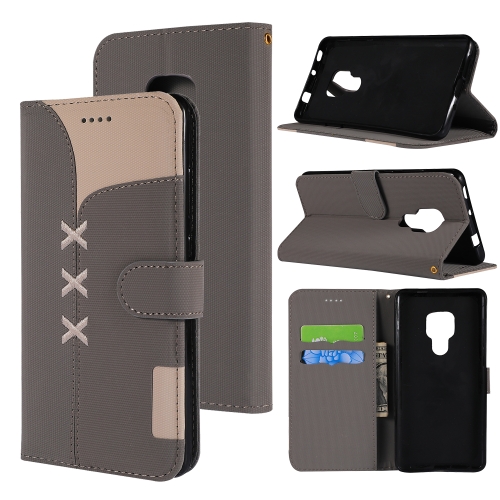 

Fabric Stitching Embroidery Horizontal Flip Leather Case With Holder & Card Slots & Wallet for Huawei Mate 20(Grey)