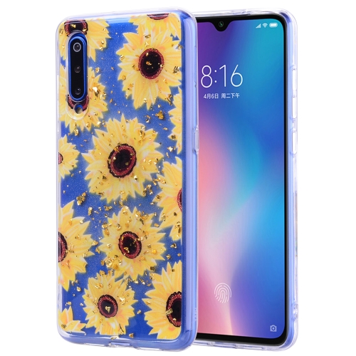 

Cartoon Pattern Gold Foil Style Dropping Glue TPU Soft Protective Case for Xiaomi Mi 9(Flower)