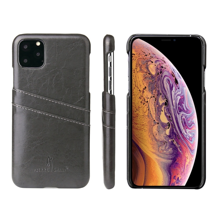 

Fierre Shann Retro Oil Wax Texture PU Leather Case with Card Slots for iPhone 11(Black)