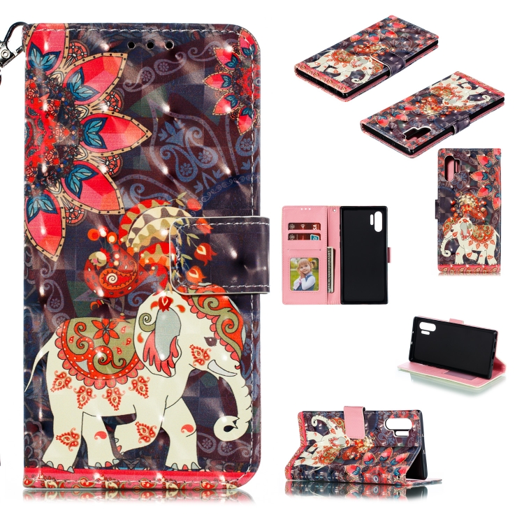 

3D Painted Pattern Horizontal Flip Leather Case with Holder & Card Slot & Wallet & Photo Frame & Lanyard For Galaxy Note 10+(Phoenix Elephant)