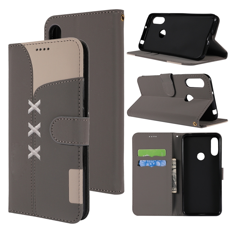 

Fabric Stitching Embroidery Horizontal Flip Leather Case With Holder & Card Slots & Wallet for Huawei Y6 Pro 2019(Grey)