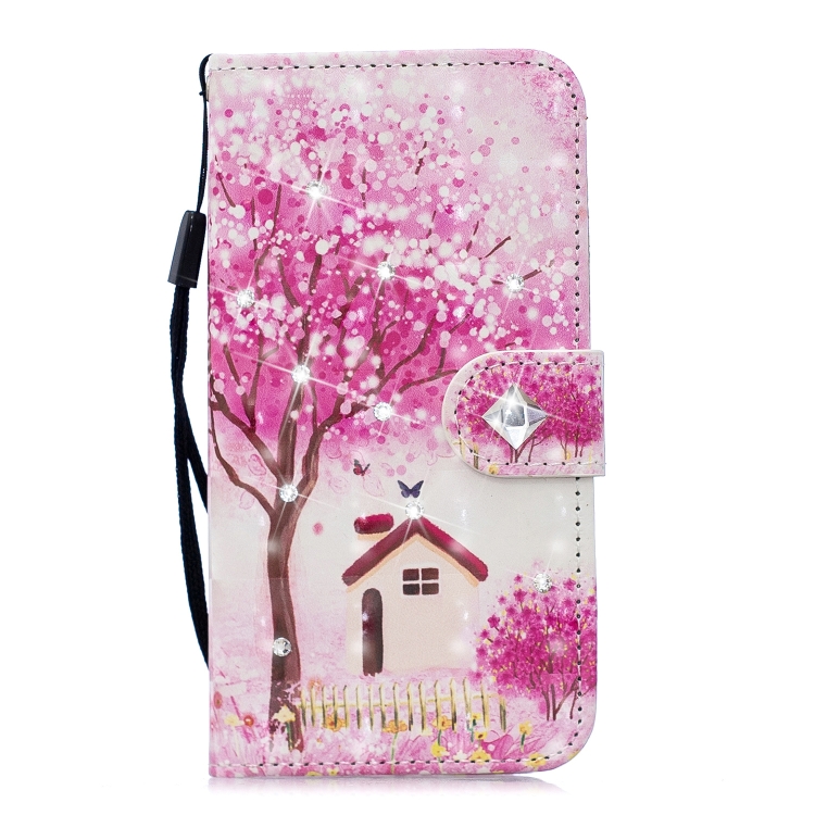 

3D Diamond Encrusted Painting Pattern Coloured Drawing Horizontal Flip PU Leather Case with Holder & Card Slots & Wallet For Huawei Mate 20 Lite(Tree House)
