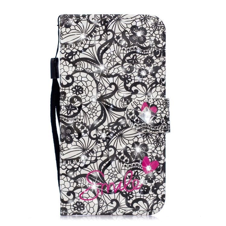 

3D Diamond Encrusted Painting Pattern Coloured Drawing Horizontal Flip PU Leather Case with Holder & Card Slots & Wallet For Huawei Honor V20(Lace Flower)
