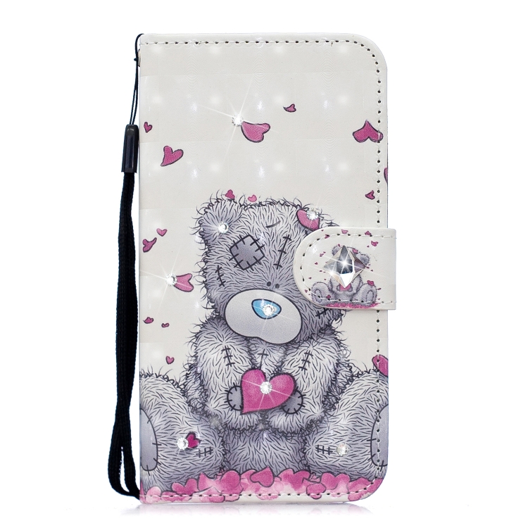 

3D Diamond Encrusted Painting Pattern Coloured Drawing Horizontal Flip PU Leather Case with Holder & Card Slots & Wallet For Motorola Moto E5 Plus(Love Bear)
