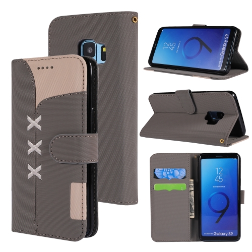 

Fabric Stitching Embroidery Horizontal Flip Leather Case With Holder & Card Slots & Wallet for Galaxy S9(Grey)