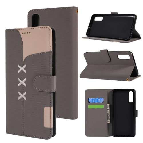 

Fabric Stitching Embroidery Horizontal Flip Leather Case With Holder & Card Slots & Wallet for Galaxy A70(Grey)