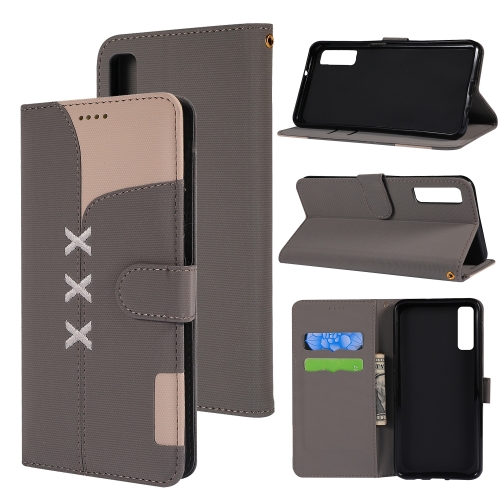 

Fabric Stitching Embroidery Horizontal Flip Leather Case With Holder & Card Slots & Wallet for Galaxy A7(Grey)